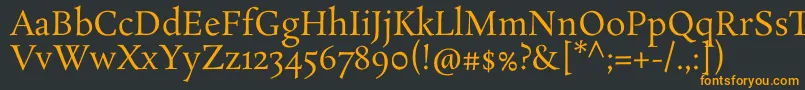 フォントRosarivoRegular – 黒い背景にオレンジの文字