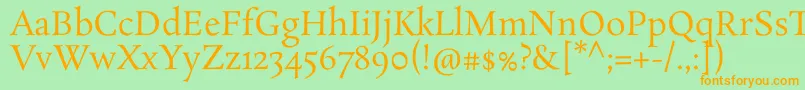 フォントRosarivoRegular – オレンジの文字が緑の背景にあります。