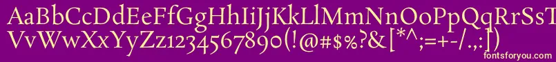 RosarivoRegular-Schriftart – Gelbe Schriften auf violettem Hintergrund