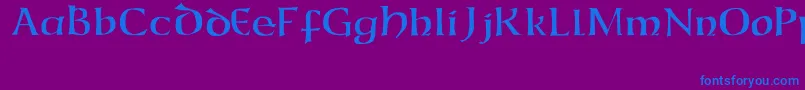 CaliforniaUncial-Schriftart – Blaue Schriften auf violettem Hintergrund