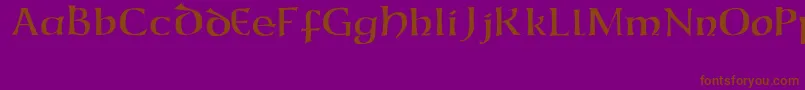 CaliforniaUncial-fontti – ruskeat fontit violetilla taustalla
