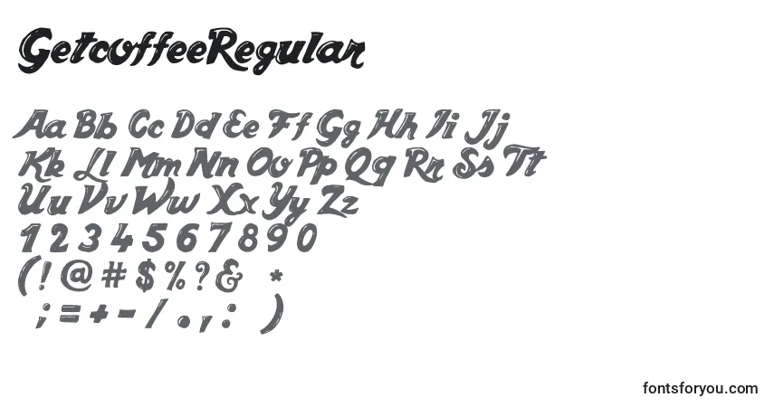 Шрифт GetcoffeeRegular – алфавит, цифры, специальные символы