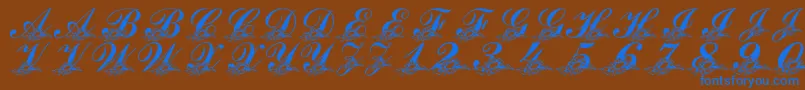 LmsSunflowersForJodie-Schriftart – Blaue Schriften auf braunem Hintergrund