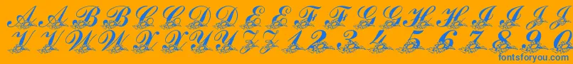 LmsSunflowersForJodie Font – Blue Fonts on Orange Background