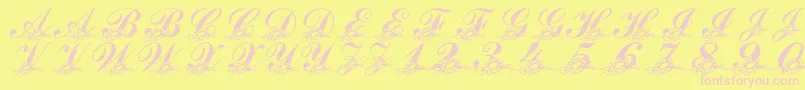 LmsSunflowersForJodie-Schriftart – Rosa Schriften auf gelbem Hintergrund