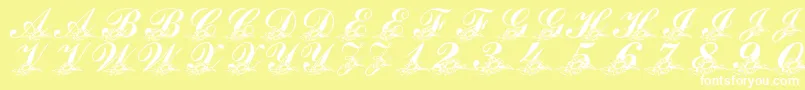 LmsSunflowersForJodie-Schriftart – Weiße Schriften auf gelbem Hintergrund