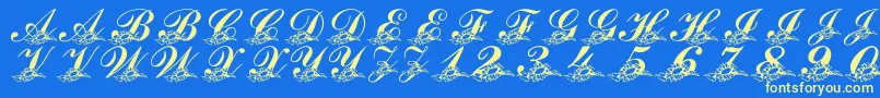 LmsSunflowersForJodie Font – Yellow Fonts on Blue Background