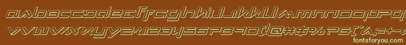 フォントXephyr3Dital – 緑色の文字が茶色の背景にあります。