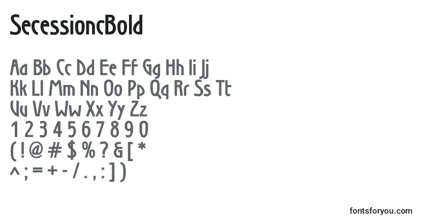 Czcionka SecessioncBold – alfabet, cyfry, specjalne znaki