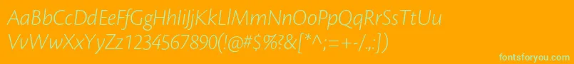 CronosproLtdispit-Schriftart – Grüne Schriften auf orangefarbenem Hintergrund