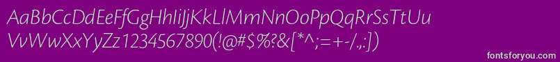 CronosproLtdispit-Schriftart – Grüne Schriften auf violettem Hintergrund