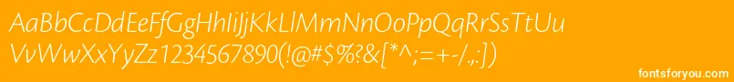 CronosproLtdispit-Schriftart – Weiße Schriften auf orangefarbenem Hintergrund