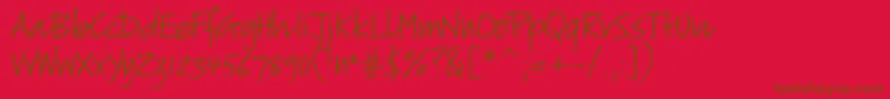 Verticalscript-Schriftart – Braune Schriften auf rotem Hintergrund