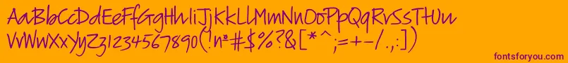 Verticalscript-fontti – violetit fontit oranssilla taustalla