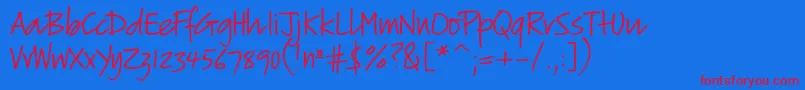 Verticalscript Font – Red Fonts on Blue Background
