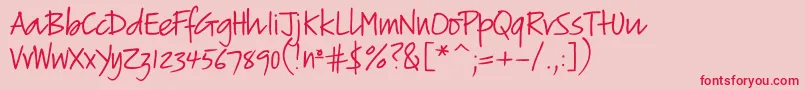 Verticalscript-Schriftart – Rote Schriften auf rosa Hintergrund
