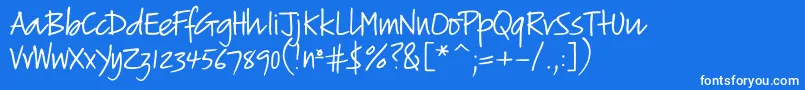 Czcionka Verticalscript – białe czcionki na niebieskim tle