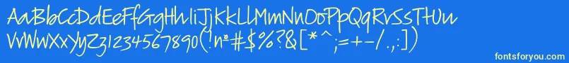 Verticalscript Font – Yellow Fonts on Blue Background