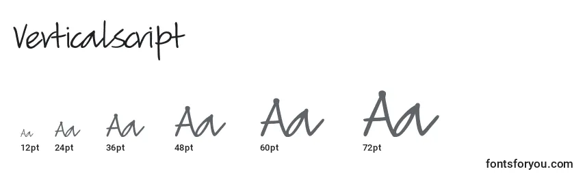 Размеры шрифта Verticalscript