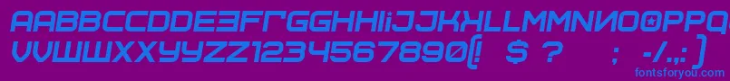 SovietprogramItalic-fontti – siniset fontit violetilla taustalla