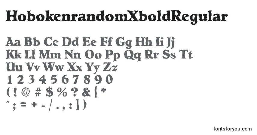 A fonte HobokenrandomXboldRegular – alfabeto, números, caracteres especiais
