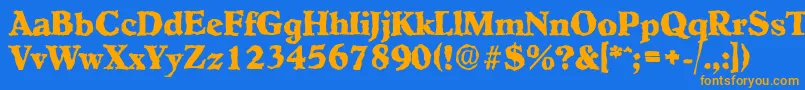 フォントHobokenrandomXboldRegular – オレンジ色の文字が青い背景にあります。