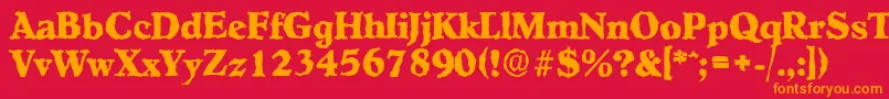 フォントHobokenrandomXboldRegular – 赤い背景にオレンジの文字