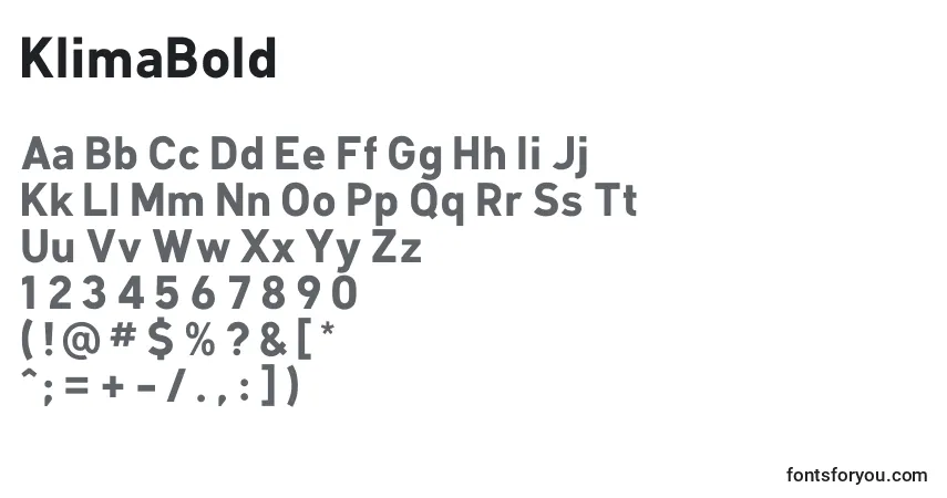 Шрифт KlimaBold – алфавит, цифры, специальные символы