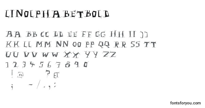 Czcionka LinolphabetBold – alfabet, cyfry, specjalne znaki