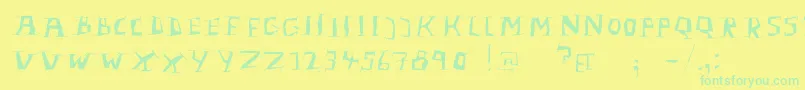 LinolphabetBold Font – Green Fonts on Yellow Background
