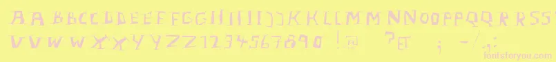 LinolphabetBold-fontti – vaaleanpunaiset fontit keltaisella taustalla