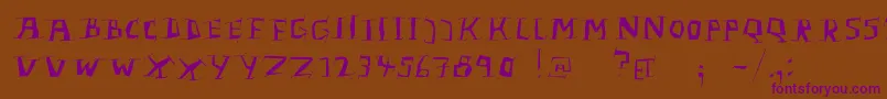 LinolphabetBold-Schriftart – Violette Schriften auf braunem Hintergrund