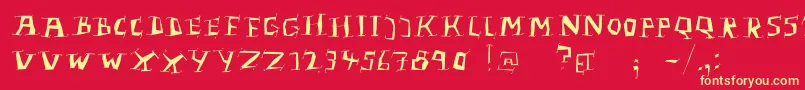 Czcionka LinolphabetBold – żółte czcionki na czerwonym tle