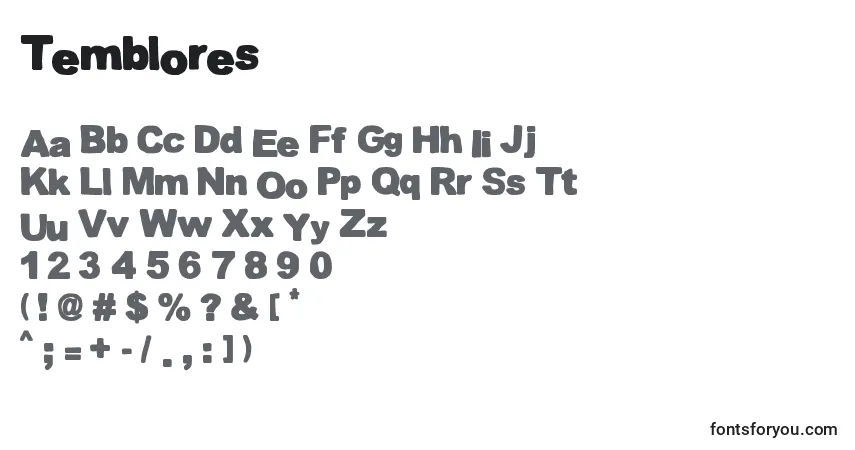 Temblores-fontti – aakkoset, numerot, erikoismerkit