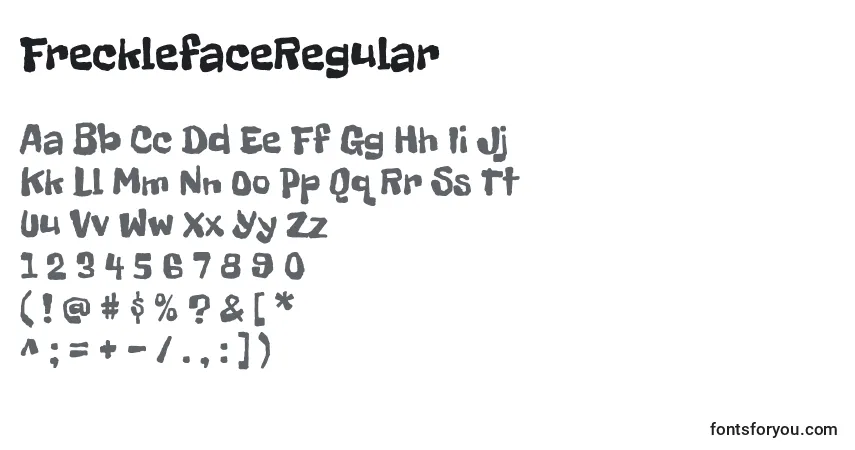 A fonte FrecklefaceRegular – alfabeto, números, caracteres especiais
