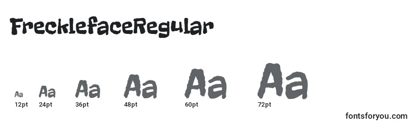 Размеры шрифта FrecklefaceRegular