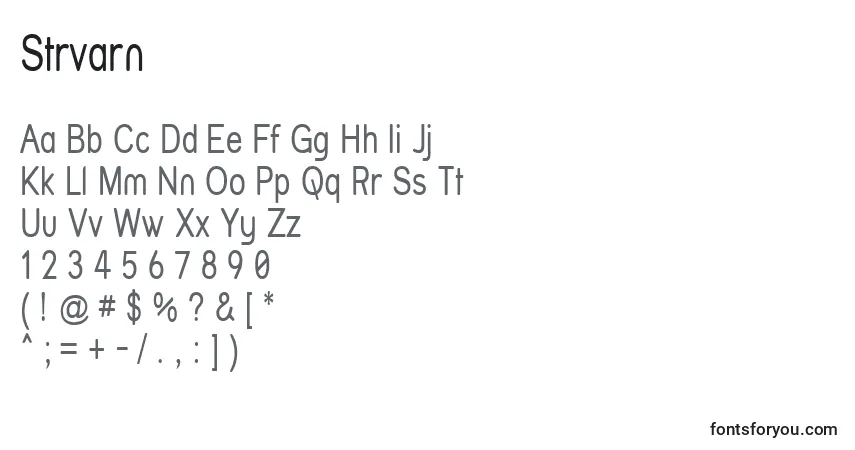 Schriftart Strvarn – Alphabet, Zahlen, spezielle Symbole