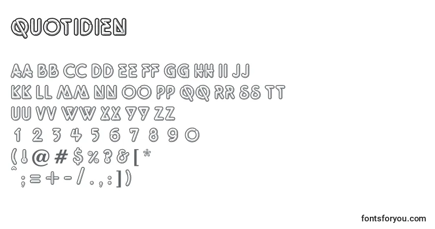 Czcionka Quotidien – alfabet, cyfry, specjalne znaki