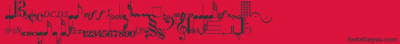 SaxNViolinsLightSsiLight-fontti – mustat fontit punaisella taustalla