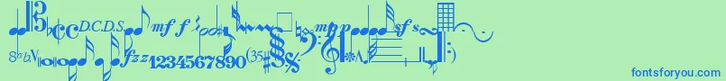 SaxNViolinsLightSsiLight Font – Blue Fonts on Green Background