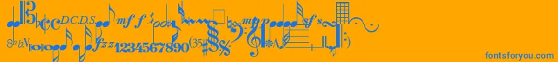 SaxNViolinsLightSsiLight Font – Blue Fonts on Orange Background