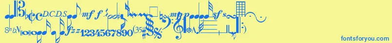 SaxNViolinsLightSsiLight Font – Blue Fonts on Yellow Background