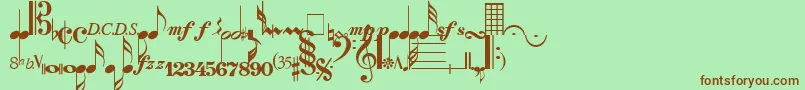 SaxNViolinsLightSsiLight-Schriftart – Braune Schriften auf grünem Hintergrund