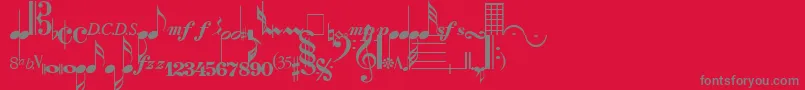 Czcionka SaxNViolinsLightSsiLight – szare czcionki na czerwonym tle