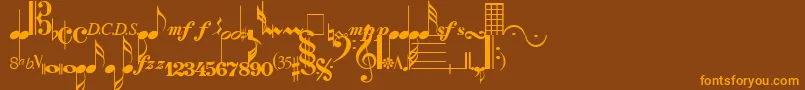 SaxNViolinsLightSsiLight Font – Orange Fonts on Brown Background