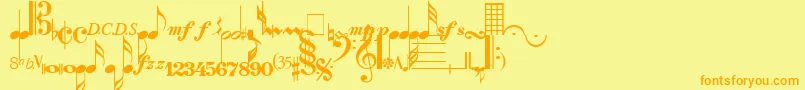 Czcionka SaxNViolinsLightSsiLight – pomarańczowe czcionki na żółtym tle