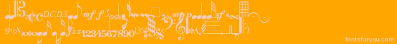 SaxNViolinsLightSsiLight-fontti – vaaleanpunaiset fontit oranssilla taustalla