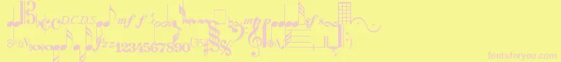 SaxNViolinsLightSsiLight Font – Pink Fonts on Yellow Background