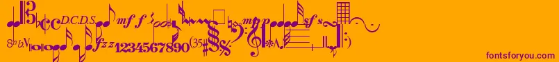 SaxNViolinsLightSsiLight-Schriftart – Violette Schriften auf orangefarbenem Hintergrund