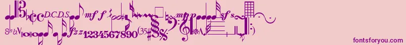 Fonte SaxNViolinsLightSsiLight – fontes roxas em um fundo rosa